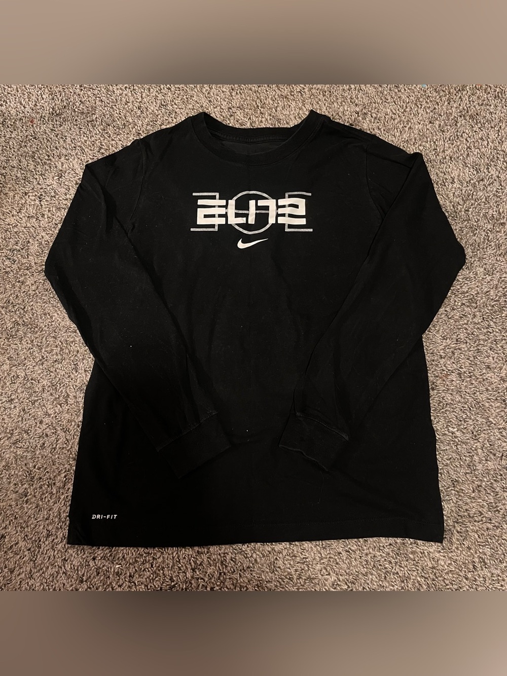 Nike Black Long-Sleeve Tee with White Graphic